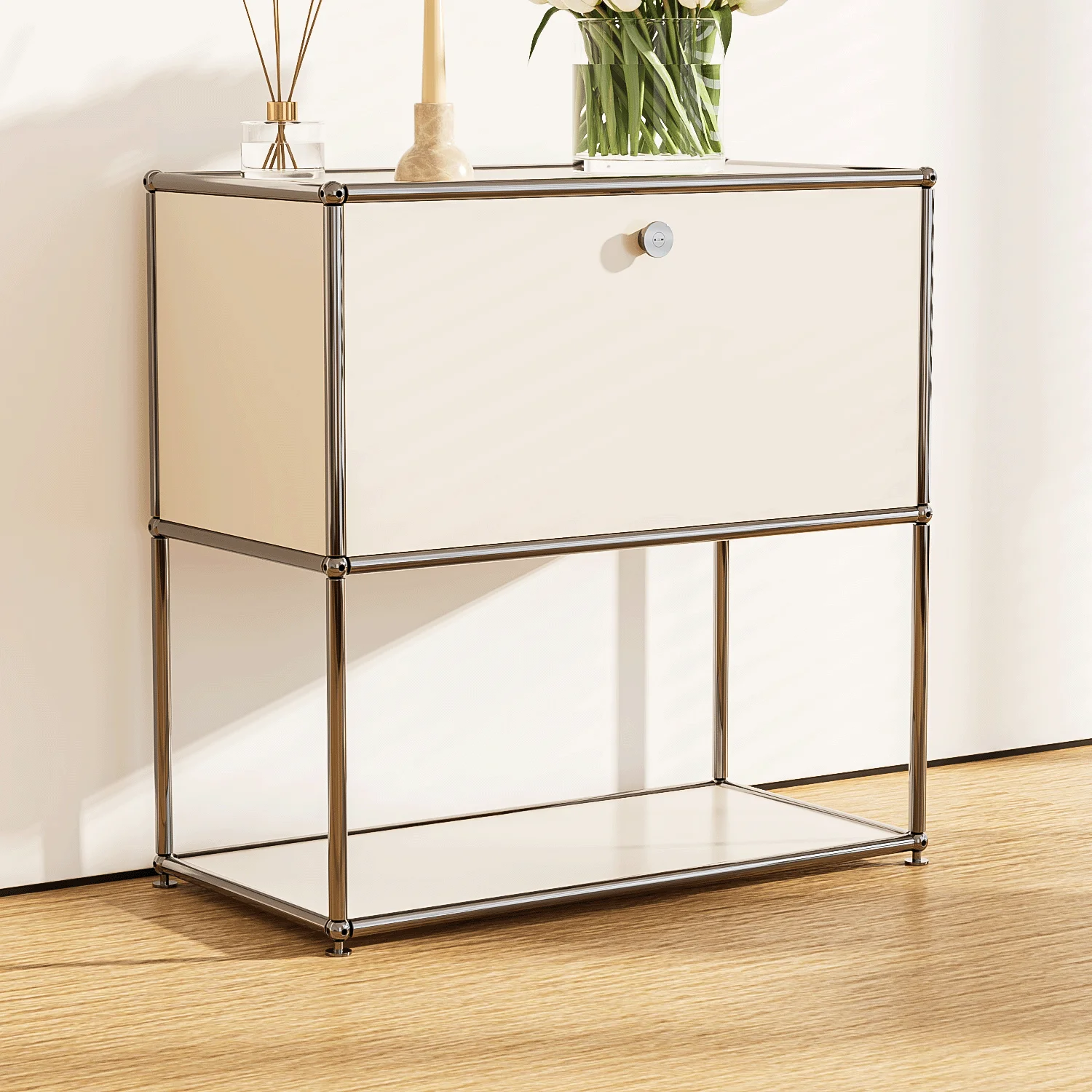 Storage Cabinet Nightstand Modular Haller Bed Side Table Holder Stainless Steel Metal Board for Living Room INS Popular Fashion