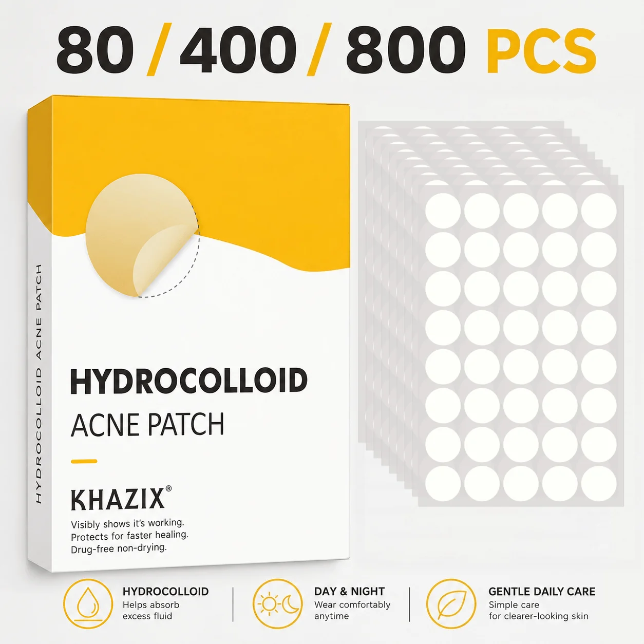 Disposable Pimple Patch, Hydrocolloid Blemish Spot Stickers, Comfortable Invisible Cover for Face Skin