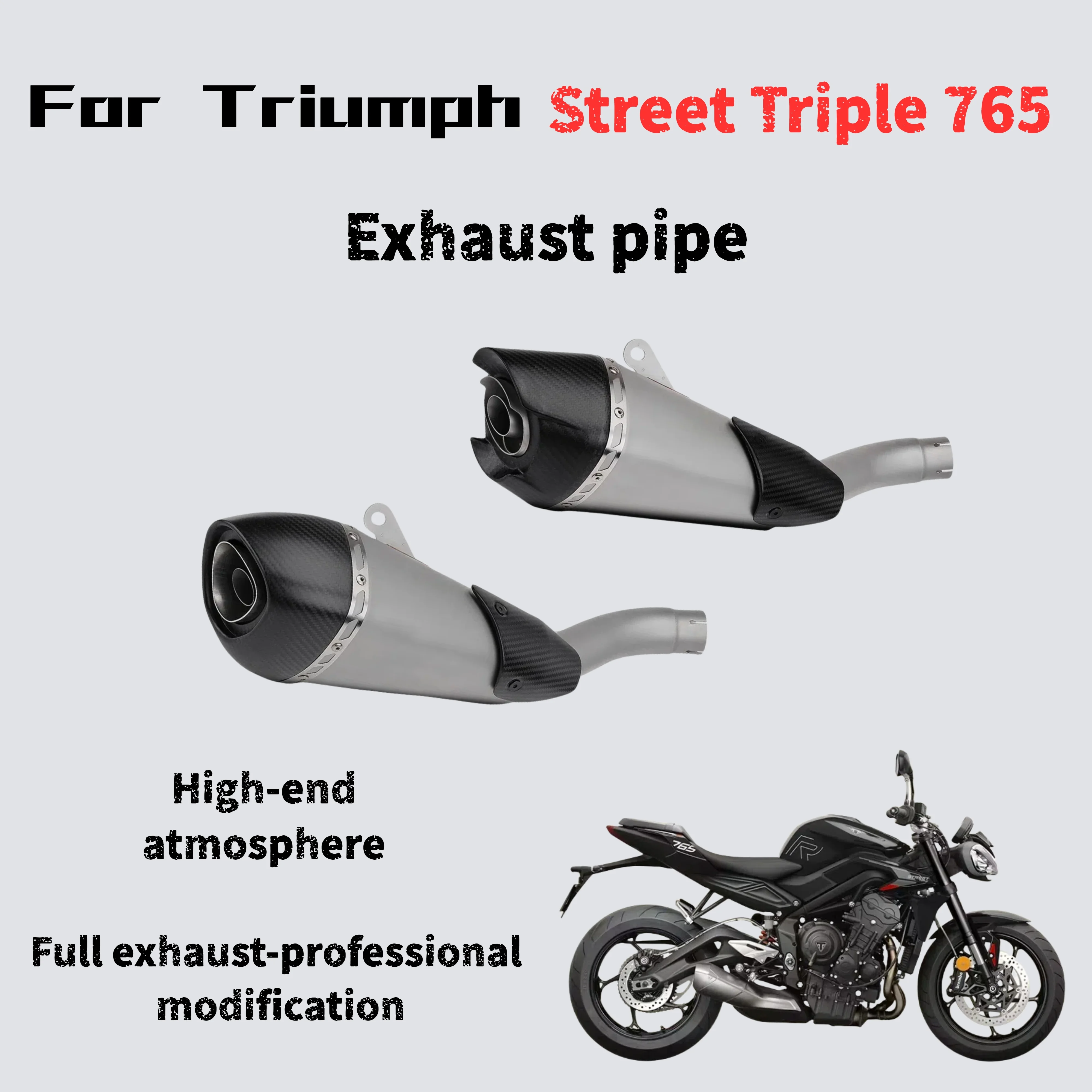 Good Quality For Triumph Street Triple 765 modified mid-tail exhaust pipe deep, rich and powerful sound