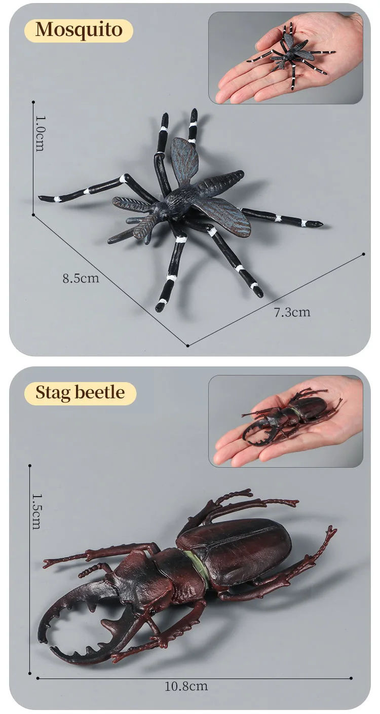 Pädagogisches Insekten-Tiere-Modell-Spielzeug-Set mit Schmetterling, Biene, Libelle, Mantis, Ameise, Schnecke, Actionfiguren für Kinder, Sammlung, Dekoration – Detail 7
