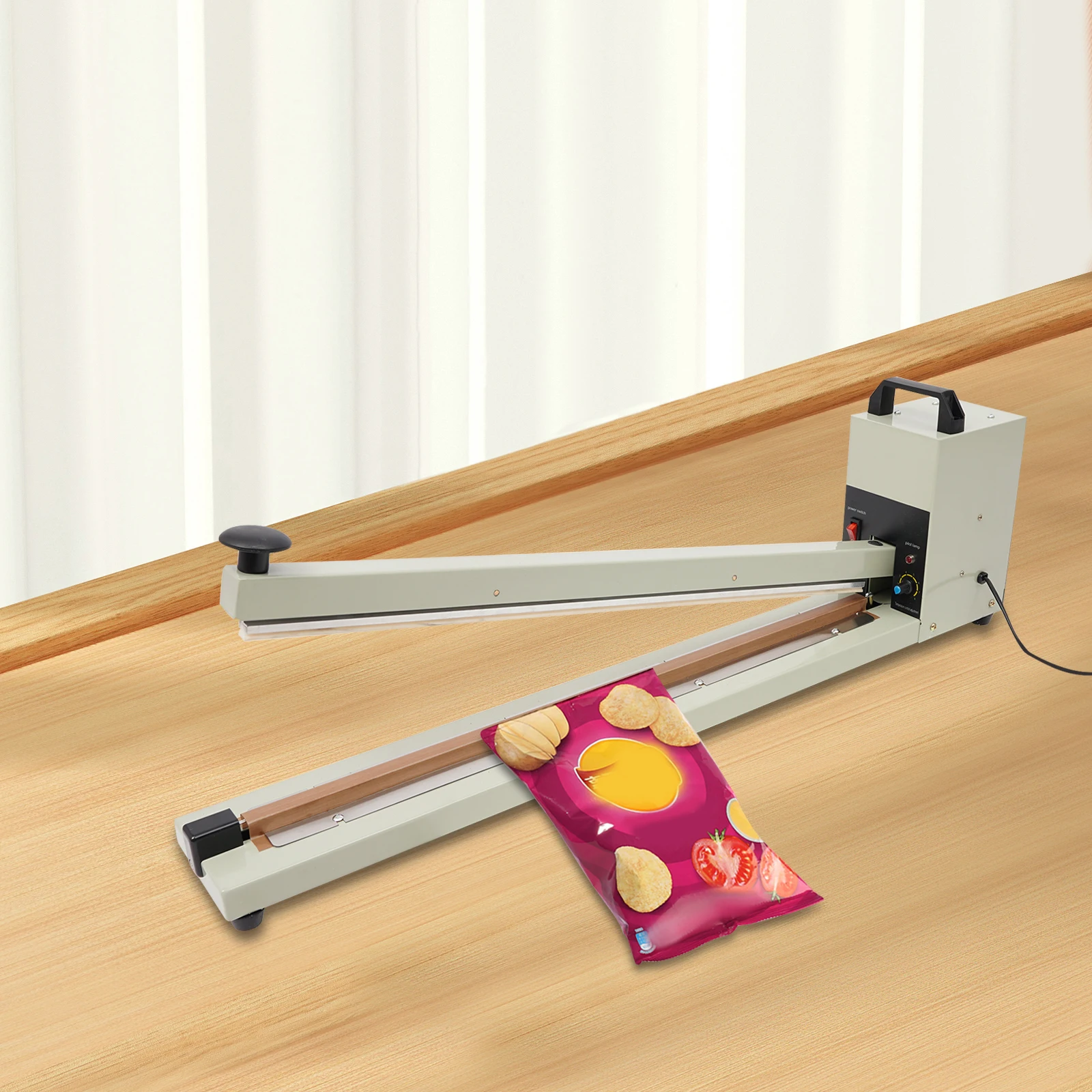 Sigillatrice elettrica per sacchetti a impulsi da 600 mm Pressa manuale 0,2-2s Controllo della temperatura a 8 livelli per fabbriche di supermercati