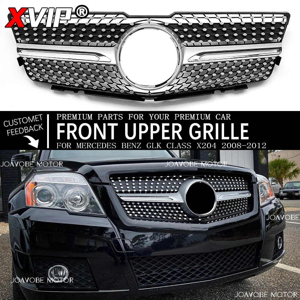 

XVIP Chrome Silver Front Racing Grille Bumper Grille Upper Grill For Mercedes Benz GLK-Class X204 2008-2012 GLK280 GLK300 GLK350