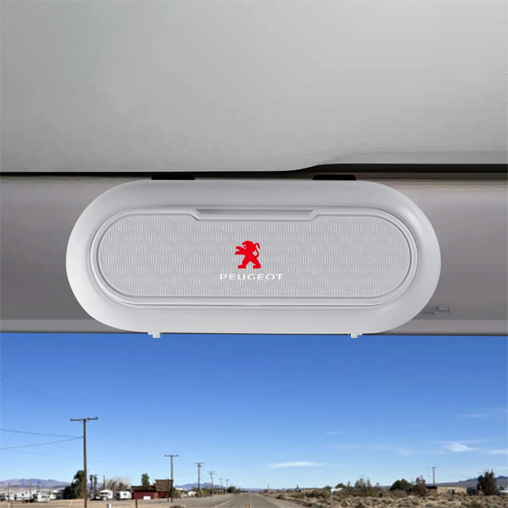 1pcs ABS Car Sun Visor Glasses Clip Auto Glasses Box For Peugeot 408 4008 308 3008 Rifter 5008 508 208 2008 301 RCZ 407 108 307