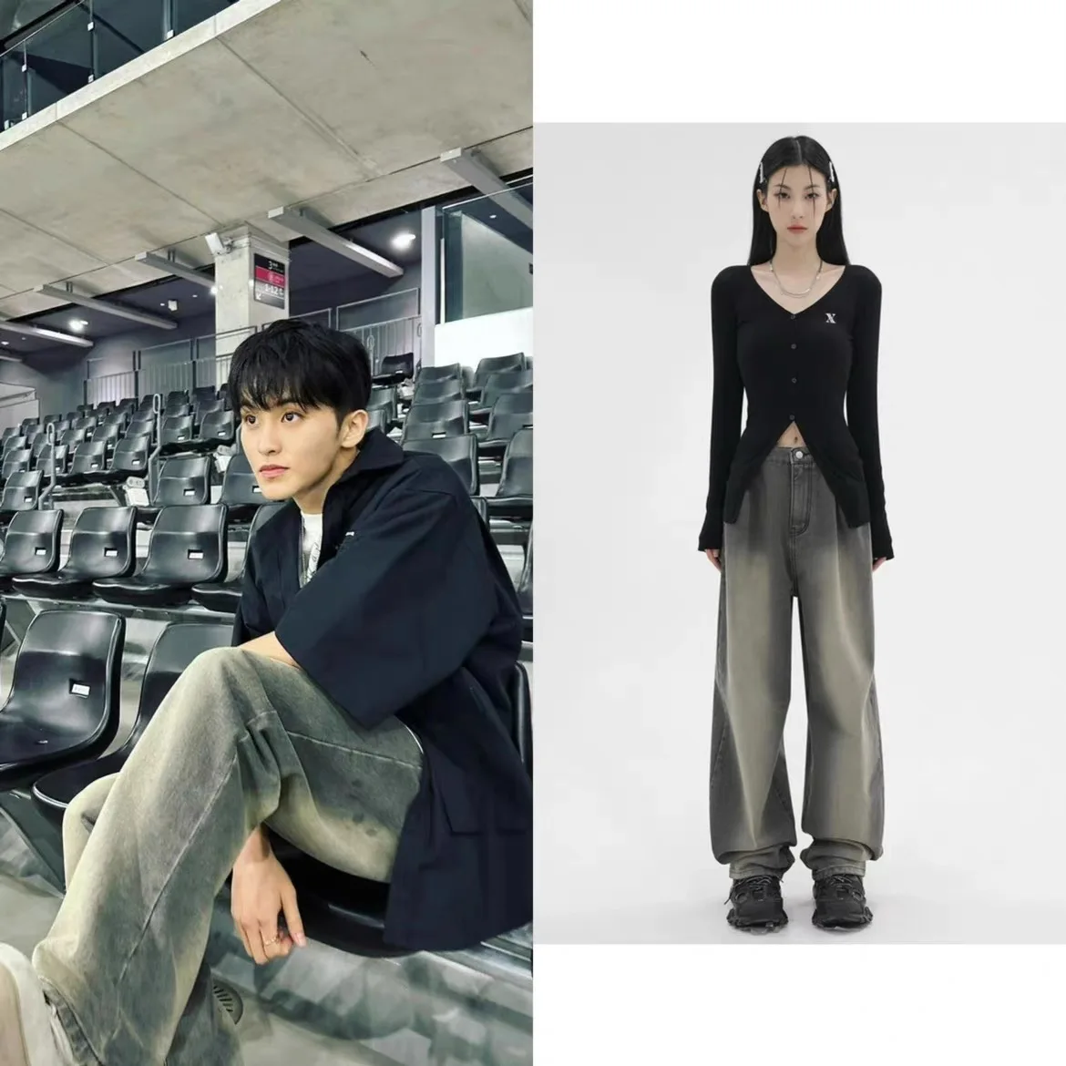 

Джинсы свободного кроя с высокой талией и прямыми штанинами, женская мода, осень 2023, коллаборационный стиль NCT Mark Li Yongqin