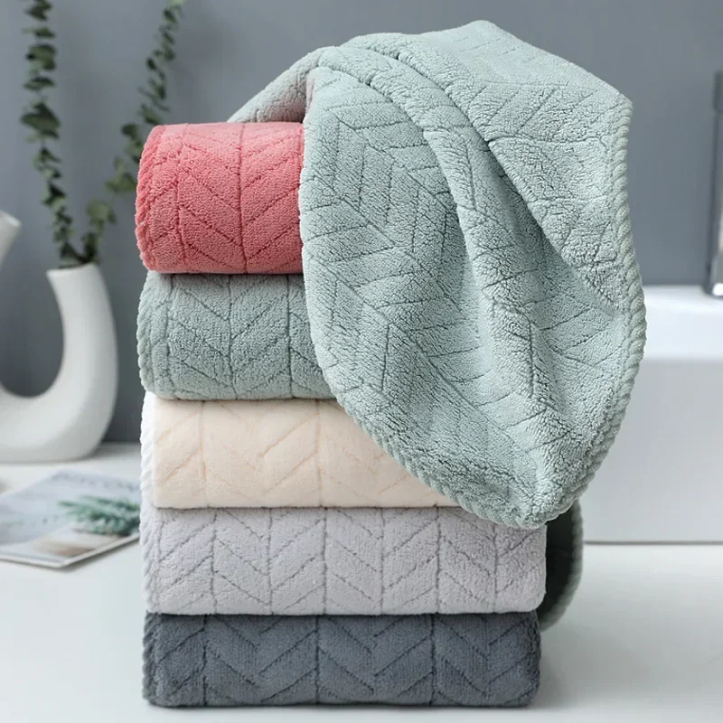 35x75cm Thickened Coral Velvet Cotton Bath Towel Increases Water Absorption Adult Bath Towel Soft Affinity Household Quick Dry