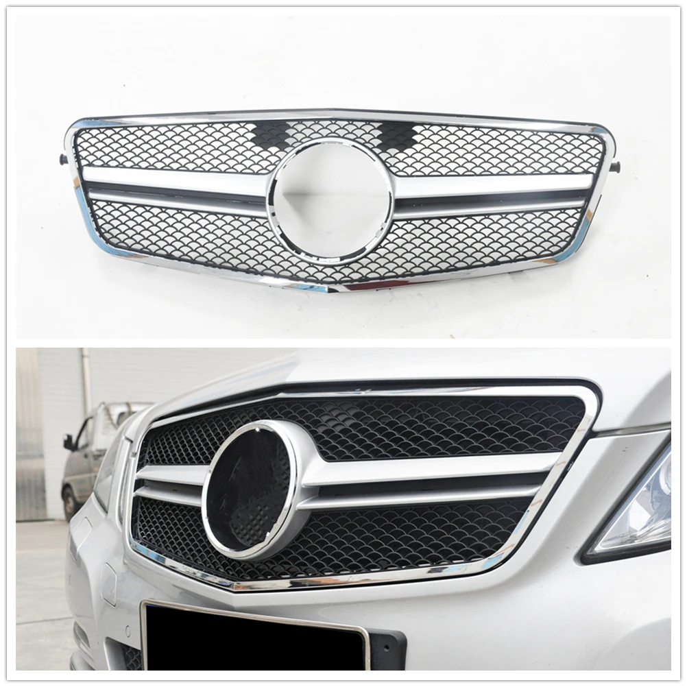 

Black/Silver Front Grille For Mercedes-Benz W212 E Class 2009-2013 E300 E350 E200 AMG Style Sedan Upper Bumper Hood Mesh Grill