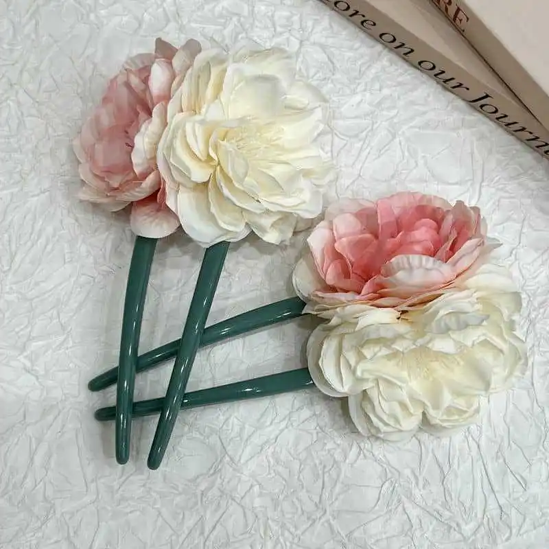 U Shaped Retro Rose Hairpins Hair Clips Wedding Hair Accessories for Women Flower Headpieces Forks Bride Headdress Hair Jewelry