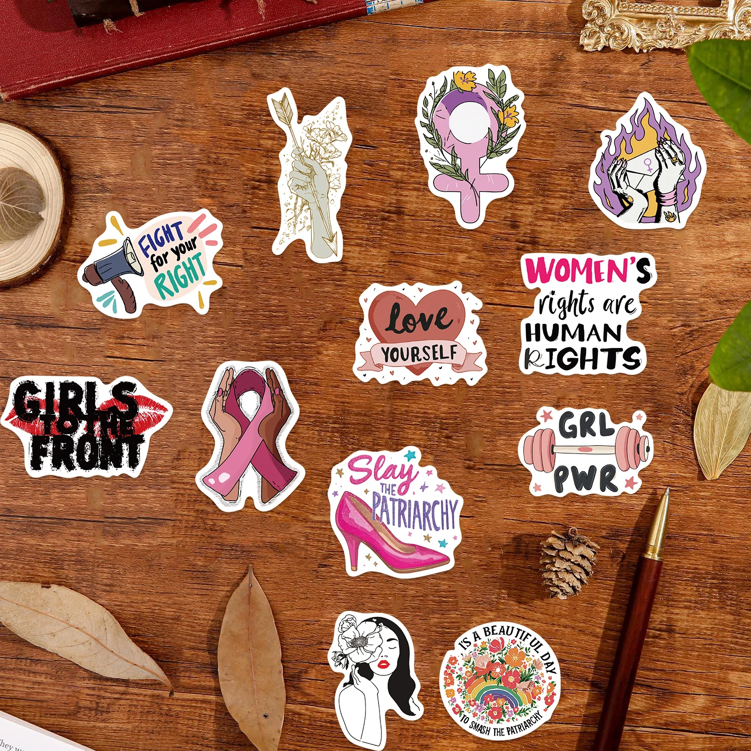 200Pcs Feminism Inspirational Words Stickers Love Quotes Graffiti DIY Waterproof Stickers for Guitar Laptop Phone Fridge Luggage