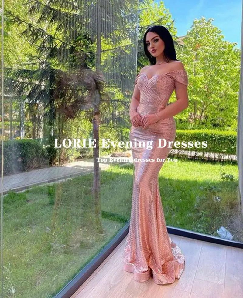 LORIE Glitter paillettes abiti da sera a sirena 2022 maniche Robe De Soirée De Mariage Abendkleider abiti da festa in Arabia saudita