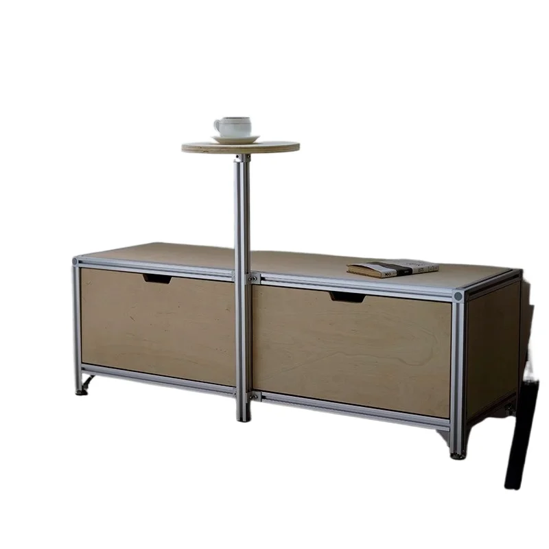 

Industrial style marine plank birch aluminum profile bench locker