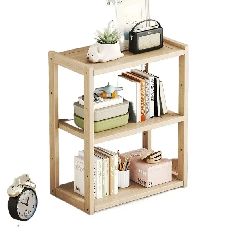 Solid wood shelf Floor to ceiling multi-layer bedroom Living room Kitchen storage rack Student desktop shelf Double layer