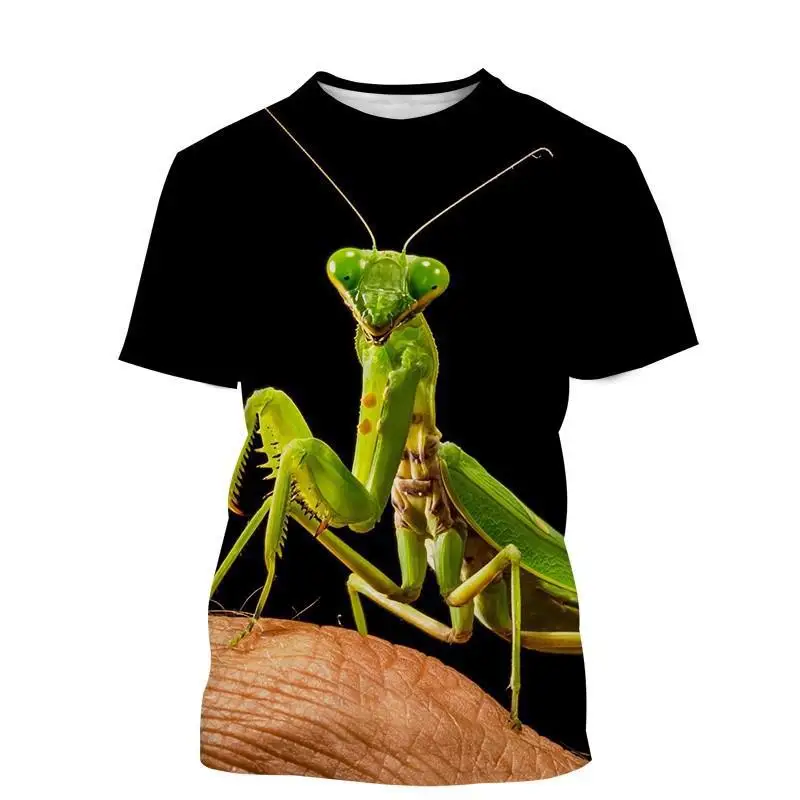 Funny Praying Mantis Graphic T-Shirts Animal Insects 3D Print New Men Women Streetwear T Shirt Harajuku Kids Tops Tees Clothing