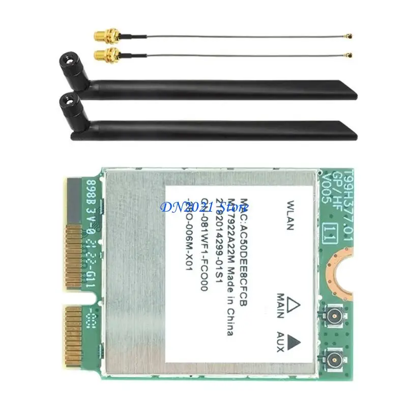 F3KE MT7922 Módulo WiFi 6E M.2 6GHz/5GHz/2,4GHz Compatível com 5.2