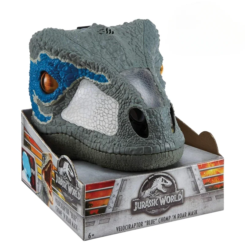 Jurassic World FMB74 Chomp'n Roar Mask Velociraptor Blue Sound Effect Dinosaur Mask Cosplay Dinosaur Action Figures Toys FMB74