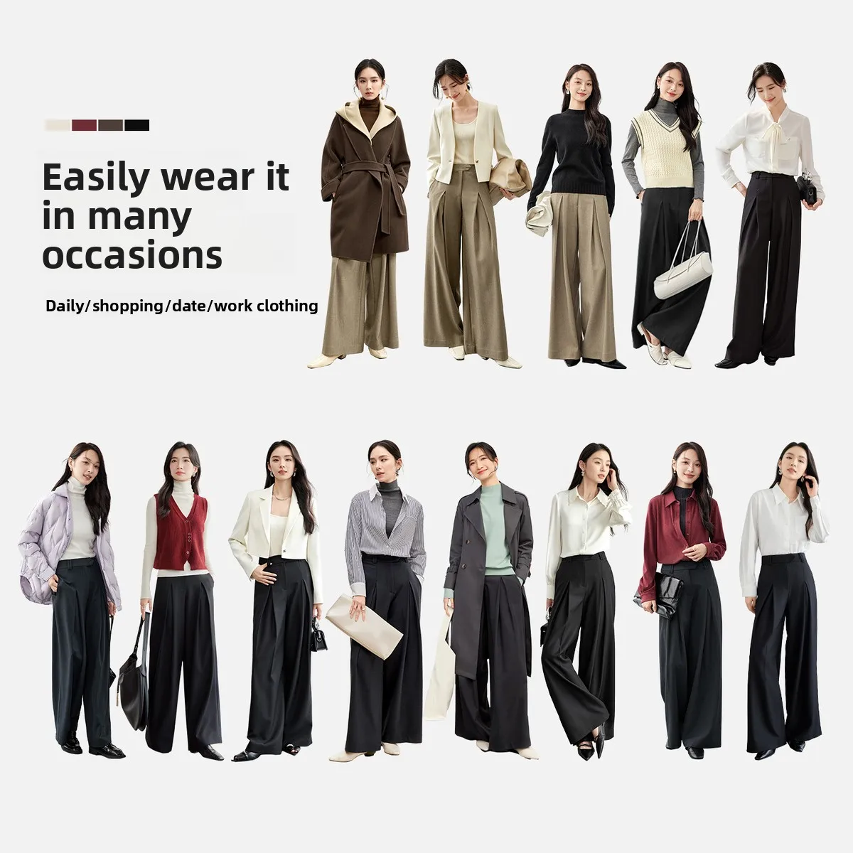 SENTUBILA Women Wide Leg Pants Office Lady Work Wear Trouser 2025 Spring Fashion Elegant Commute Full-length Pants 133K51993
