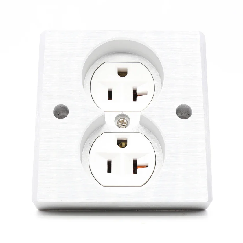 

HIFI Audio US Dual Mains 20A AC Duplex Receptacles Wall Outlet Panel Wall Plate Power Socket US Duplex Distributor Double 3-pole