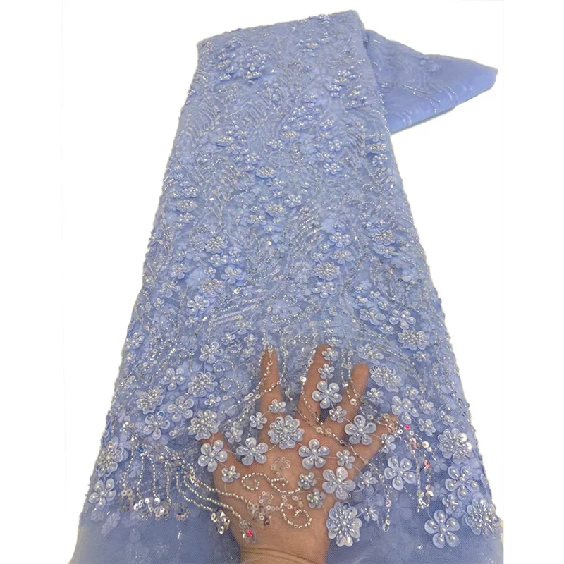 

Африканская кружевная ткань во французском стиле с вышивкой блестками, 1 ярд для нигерийского свадебного платья, фатиновое свадебное платье своими руками