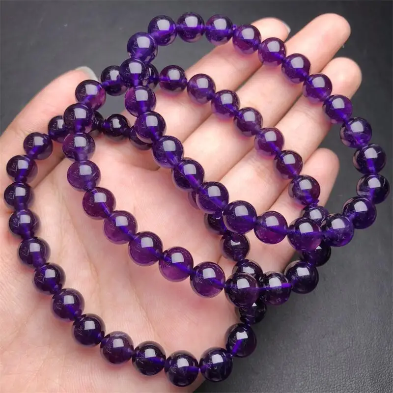 8MM Natural Amethyst Bracelet Charms Handmade Fortune Energy Bangle Mineral Woman Amulet Jewelry Gift 1PCS