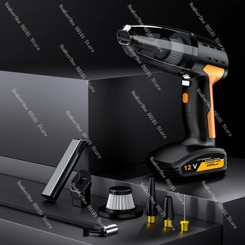 Portable 2 In 1 Car Air Compressor Vacuum Cleaner High Power Cordless Tire Inflator Pump Multifunction Auto Tyre Pump Digital
