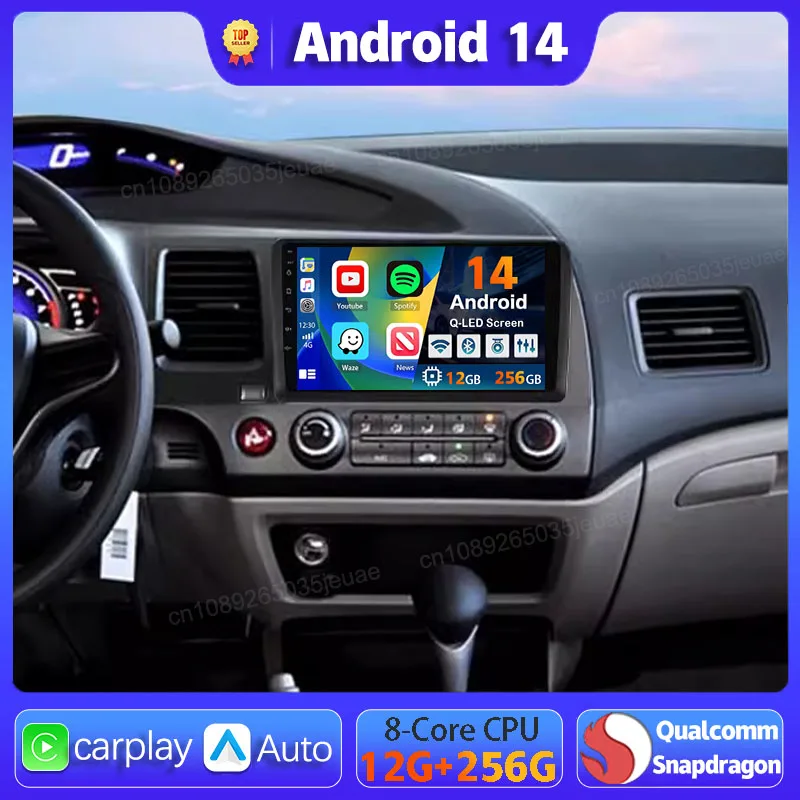 

Android 14 Carplay авто для Honda Civic 8 2005 2006 2007-2011 автомобильное радио GPS Мультимедиа WIFI + 4G головное устройство BT плеер Видео Стерео