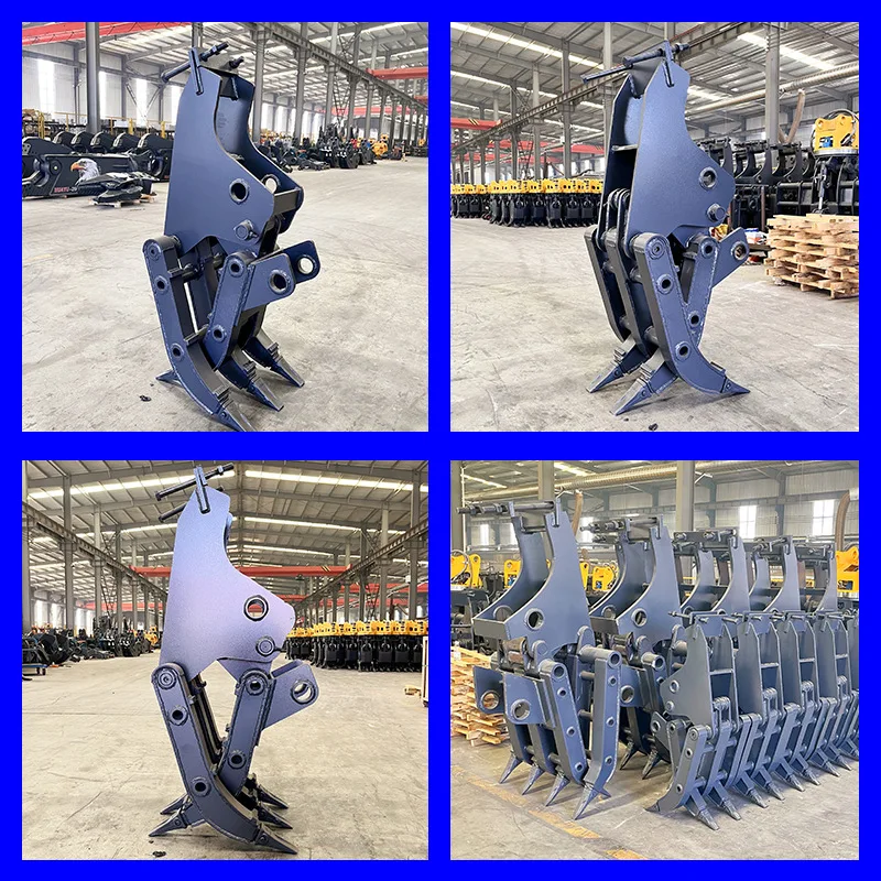 HCY excavator front end attachment multi-functional 360-degree hydraulic rotary wood clamp steel grabber manufacturer, excavator