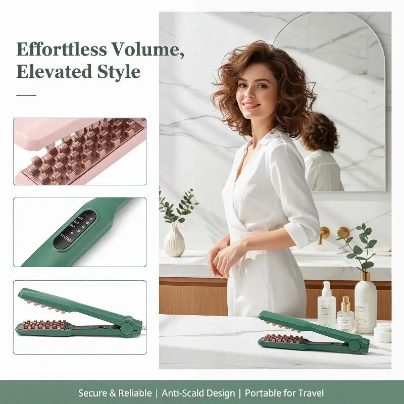 Fluffy Hair Curler 3D Grid Corn Perm Splint Hair Crimper Volumizer Ceramic Professional 4 Temperatures Styling Tool - view 2