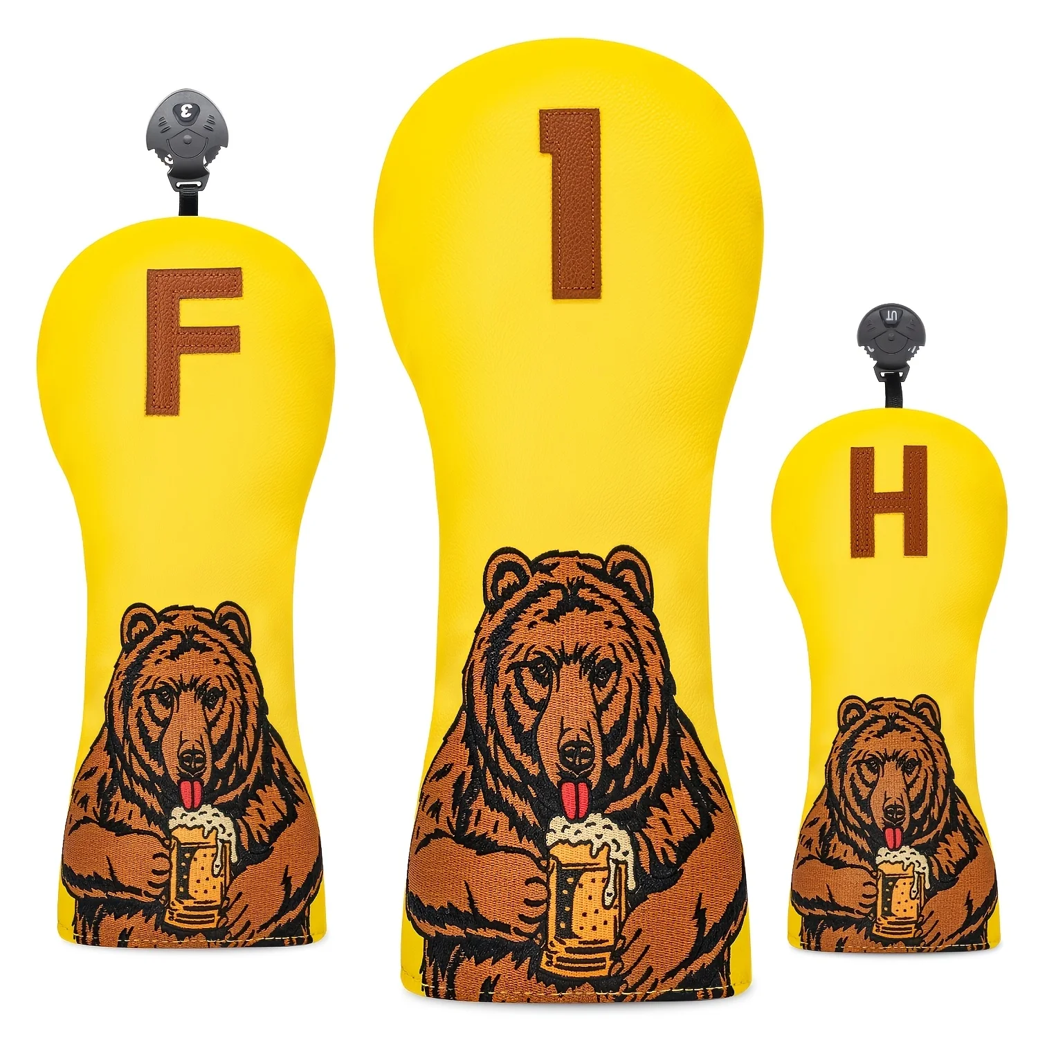 1pc/3pcs Brown Bear Golf Club Cover, Featuring a Golf-themed Cap Cover That Is Lively and Vibrant