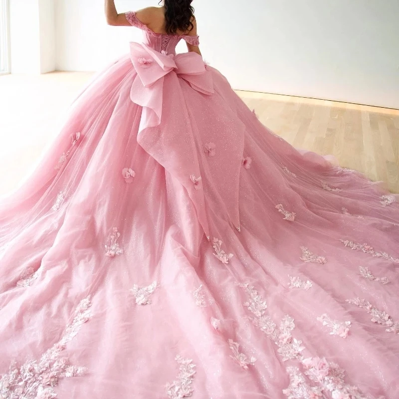 Mexican Vestido De 15 Anos Pink Charro Quinceanera Dresses Lace Appliques Beads Tull Corset Sweet 16 Dress Abiti Da Cerimonia