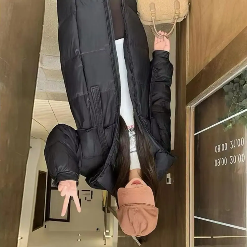 

2025 Thick Down Cotton Jacket Women's Long Style Over The Knee Loose Cotton Jacket Basic Style Women Winter Coat Warm Outerwear