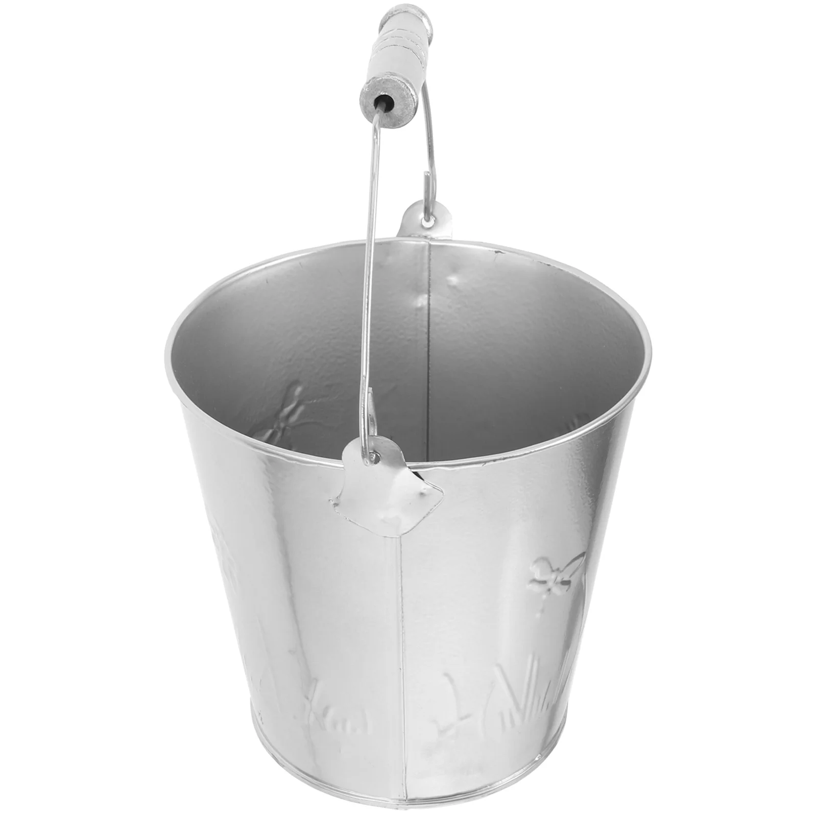 

H held Metal Plant Pot Silver Galvanized Bucket for Succulents Decor Durable Flowerpot Planter Garden Use