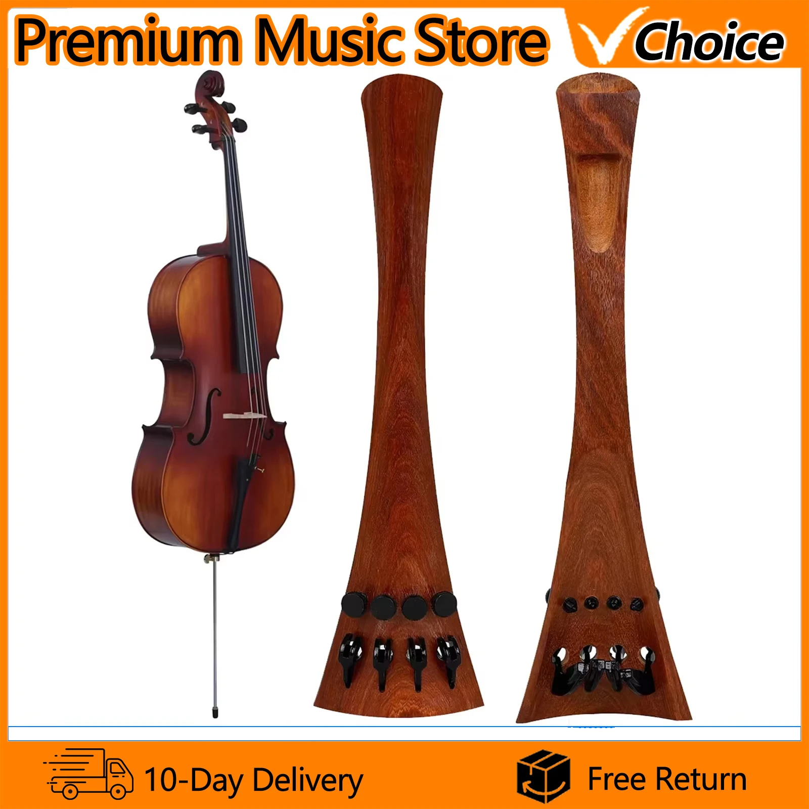 IRIN Cello Tailpiece Superior Quality 4/4 Cello Redwood String Plate with Four Fine Tuners String Instruments Accessories