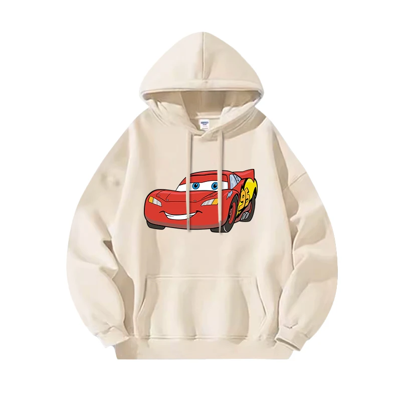 سترة بقلنسوة لسيارة سباق ديزني ماكوين للأطفال فضفاضة تناسب أزياء الخريف للأولاد ذات طابع كرتوني وتعاون أفلام السيارات