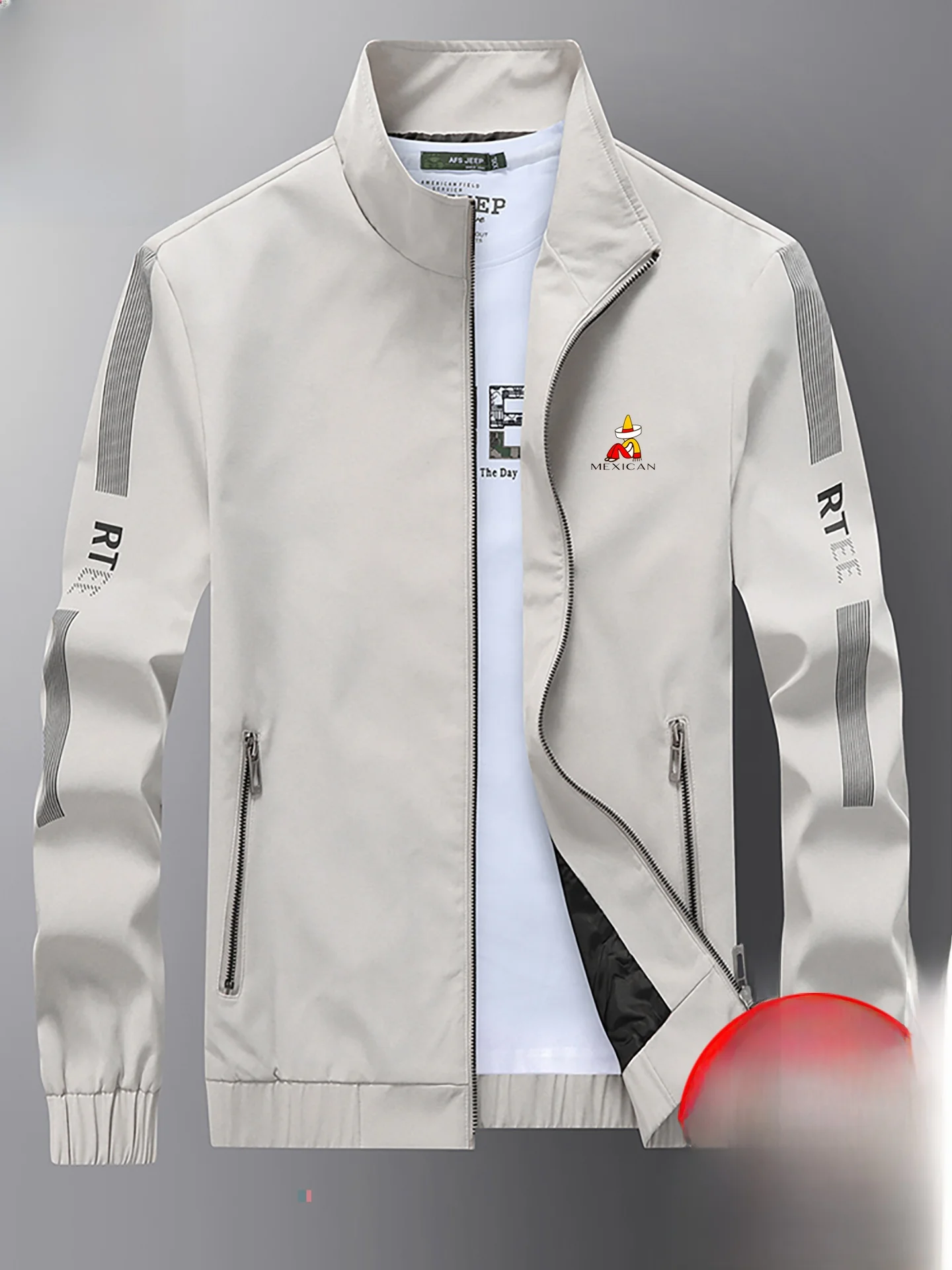 

Men's Baseball Jaet St Man 2025 Autumn Outerwear Breathable Slim Fit Stand Collar Casual Sle Windproof Polyester Fiber