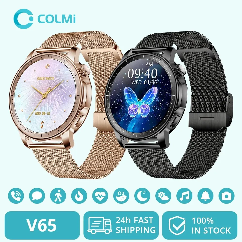 COLMI V65 Smartwatch Women 1.32 Inch AMOLED Bluetooth Call Smart Watch Custom Dial Watches Heart Rate Tracker For Android IOS