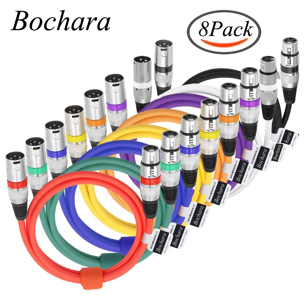 Bochara 3Pin XLR Cable Male to Female M/F Audio Cable Foil+Braided Shielded For Microphone Mixer Amplifier Stage Light  8Pack