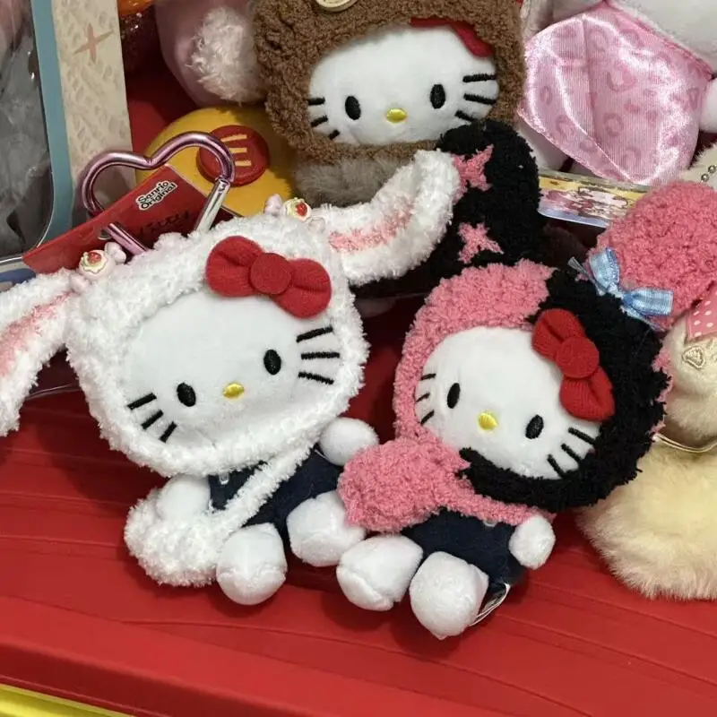 HelloKitty ornement dessin animé Kawaii douce fille suspendus oreille lapin tête couverture Kitty pendentif étudiant sac à dos porte-clés fille cadeau
