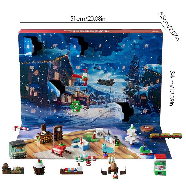 725PCS Kerst Adventskalender Blind Box Gebouwen Blokken Sets Model Bricks Sets Thuis Ornament Creatief Speelgoed Volwassen Kinderen Geschenken