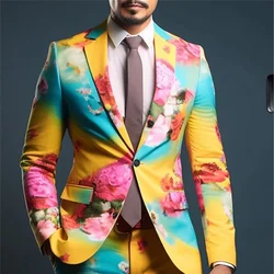 2024 fashion new men's leisure suit boutique business wedding host Slim suit flower jacket