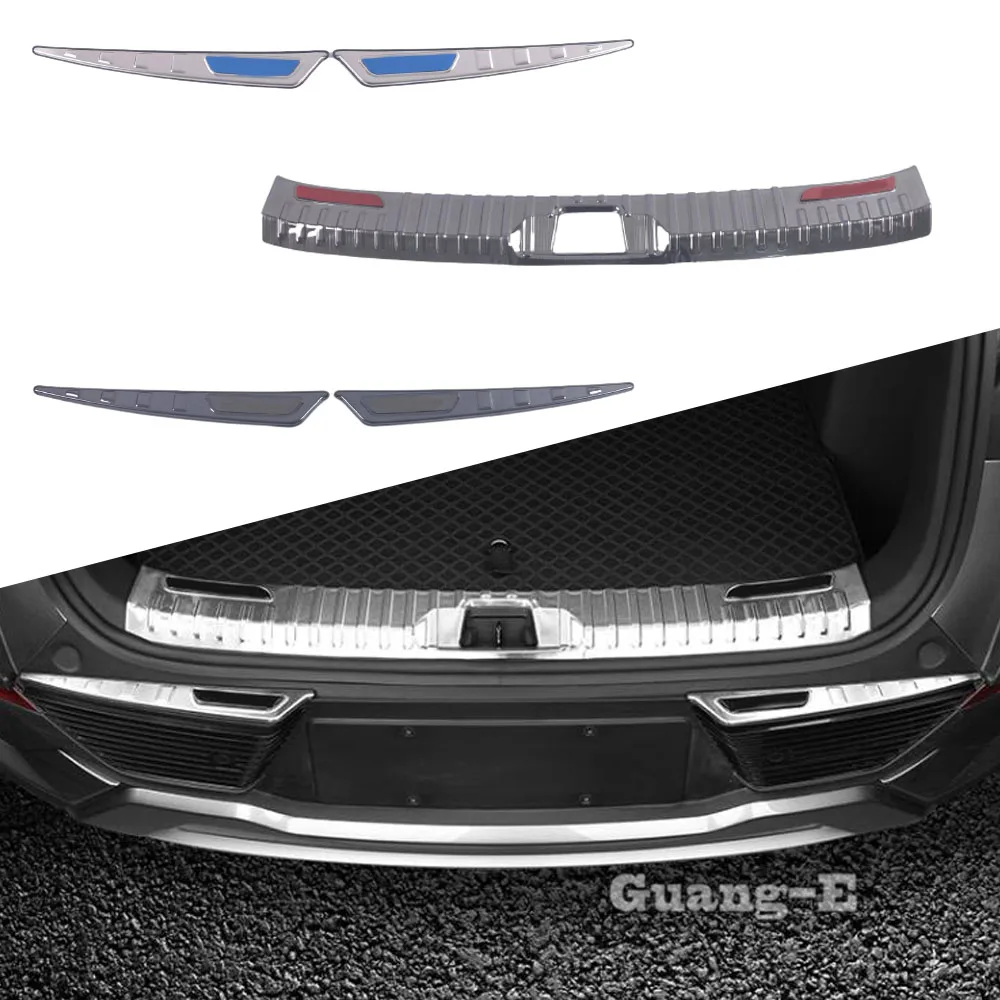 For BYD ATTO3/Yuan Plus 2022 2023 2024 Steel/ABS External Inner Car Rear Bumper Protector Guard Trim Trunk Interior Accessories