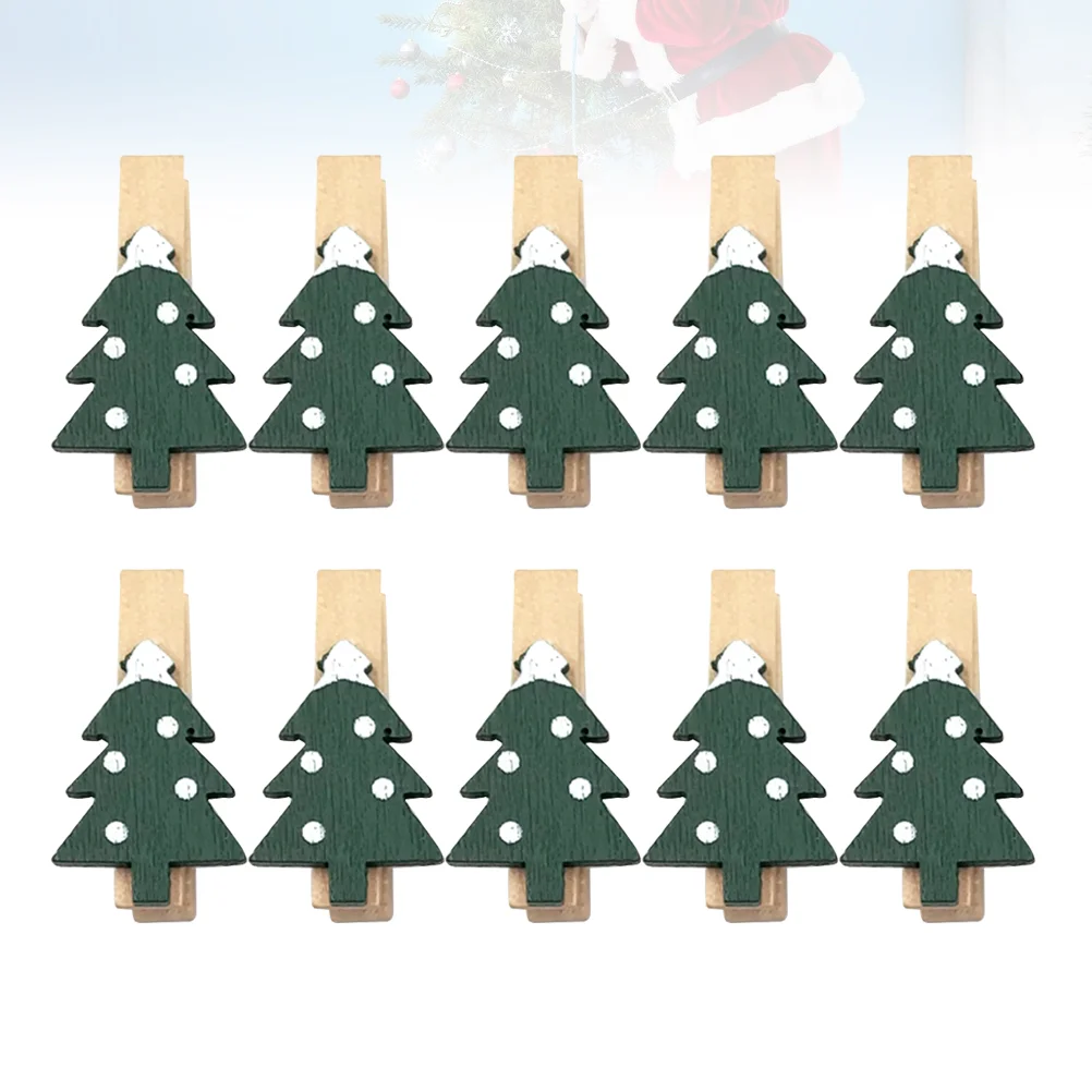 25pcs 35cm Wooden Photo Clips Christmas Shape Mini Eco-friendly Photo Clamp for Home (Army Green) Photo Pegs