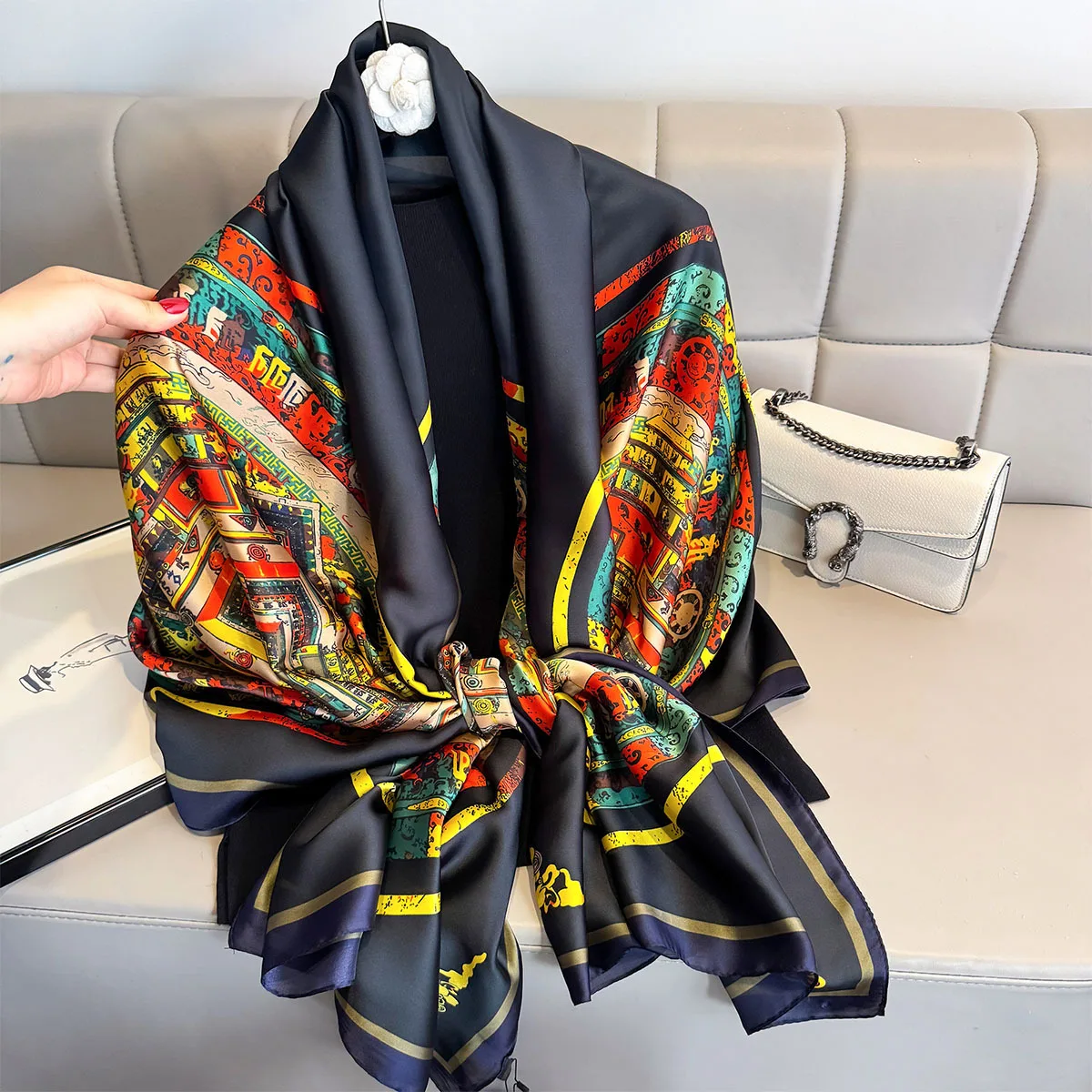 الصيف الرجعية وشاح 180x80 سنتيمتر كبير وشاح ناعم المرأة أنيق طباعة طويل شاطئ شال منديل أنيق السفر التفاف الساخن #2