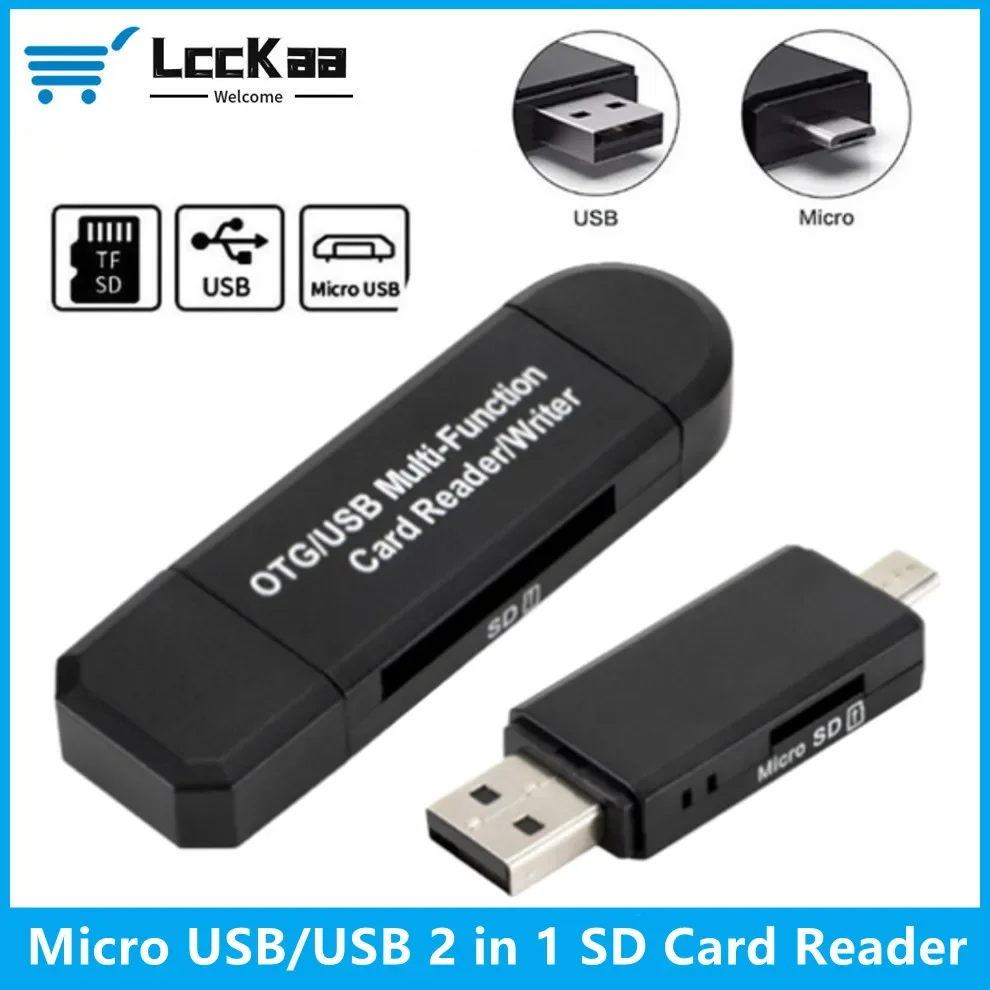 LccKaa 2 In 1 Micro USB OTG USB SD Card Reader Adapter for Android Phone Tablet PC Memery Cards Reading Device Micro sd Reader