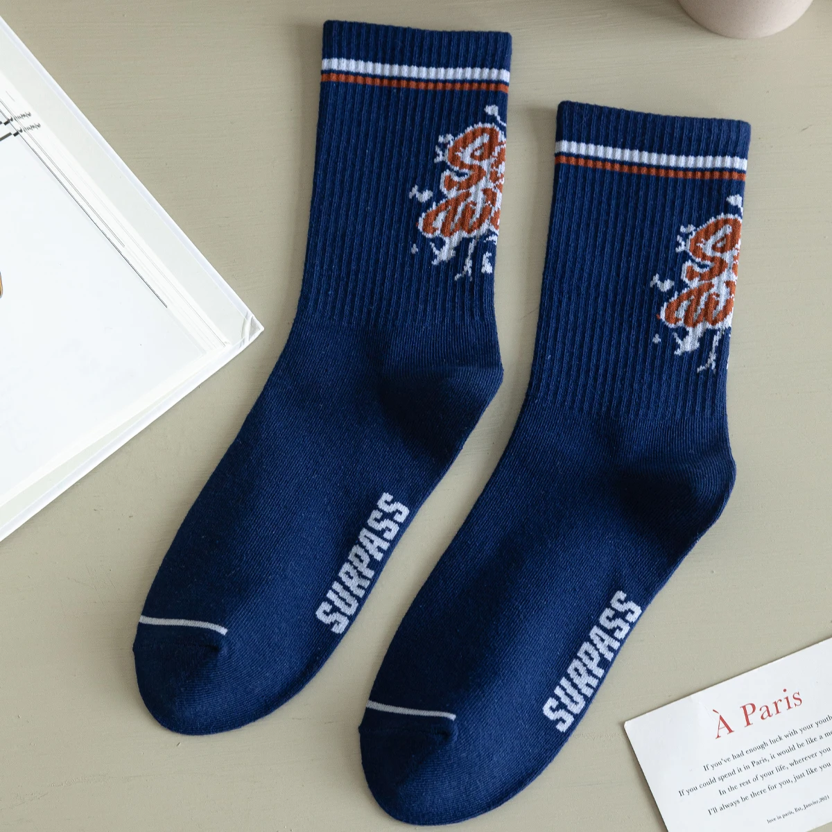 Calcetines elásticos de tubo acanalado con letras para mujer y adulto, medias cortas de Trekking, largas y traviesas, estilo coreano, ropa de calle de verano, 3 pares