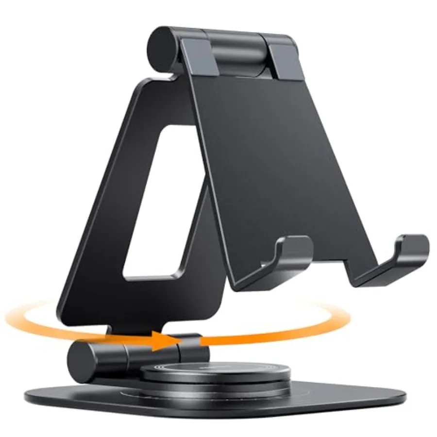 

Nulaxy 360 Rotating Cell Phone Stand Fully Adjustable Foldable Desktop Phone Holder Cradle Dock Thick Case Friendly Compatible