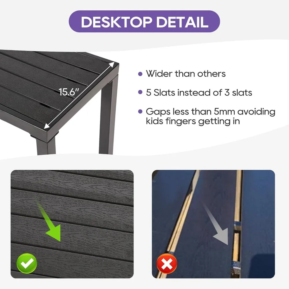 Outdoor Bar Table, 63 Black Patio Counter Height Bar Table, Outdoor Console Table with Weather Resistant Waterproof Top for Hot