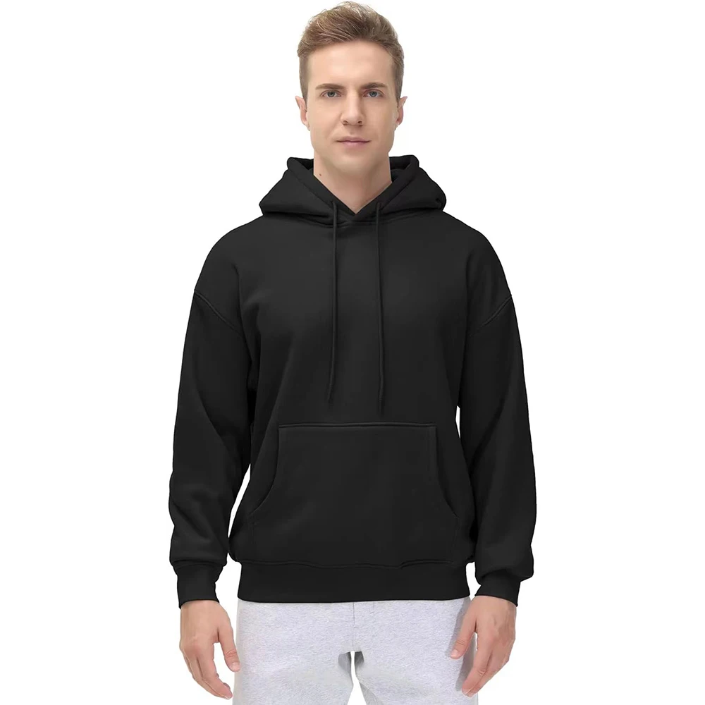 Men's Basic Pullover Hoodie Solid Color Loose Fit Ultra Soft Hooded Sweatshirt With Pockets