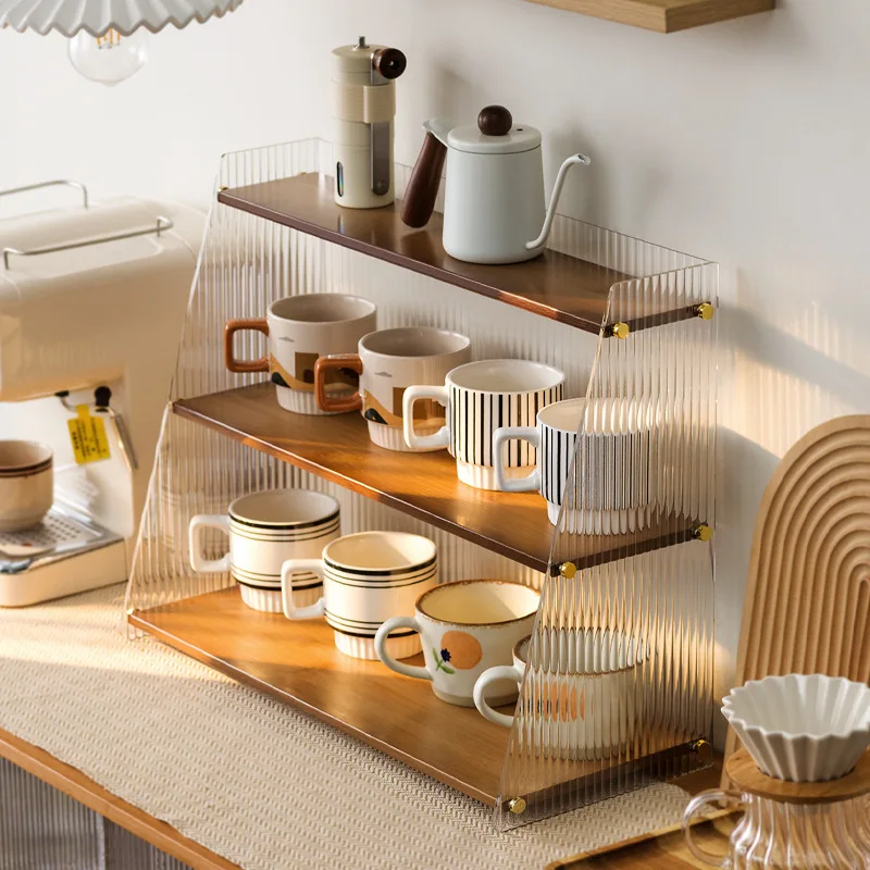 

Cup storage rack desktop water cup collection rack dining table bar counter, household tea cup holder double-layer drain