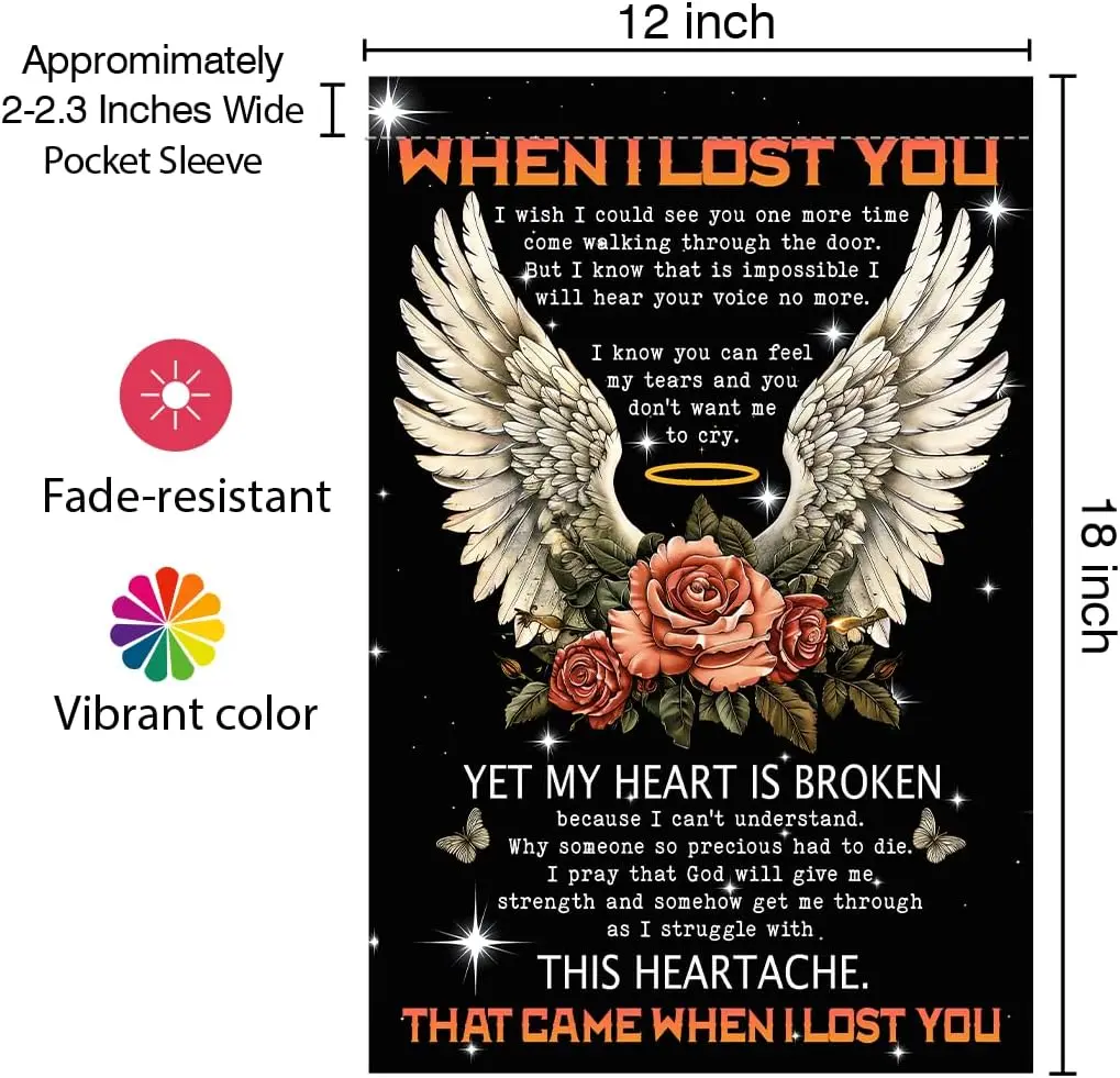 I Lost You Garden Flag - I I Could See You One More Time Flag - Miss You Flag - Commemoration Flag - Cemetery Grave Decor,