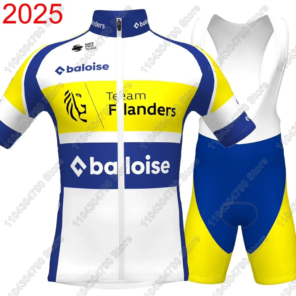 2025 FLANDERS BALOISE Team Cycling Jersey Set Belgium Clothing Road Bike Suit Mountain Bicycle Shirt Bib Shorts MTB Ropa Maillot