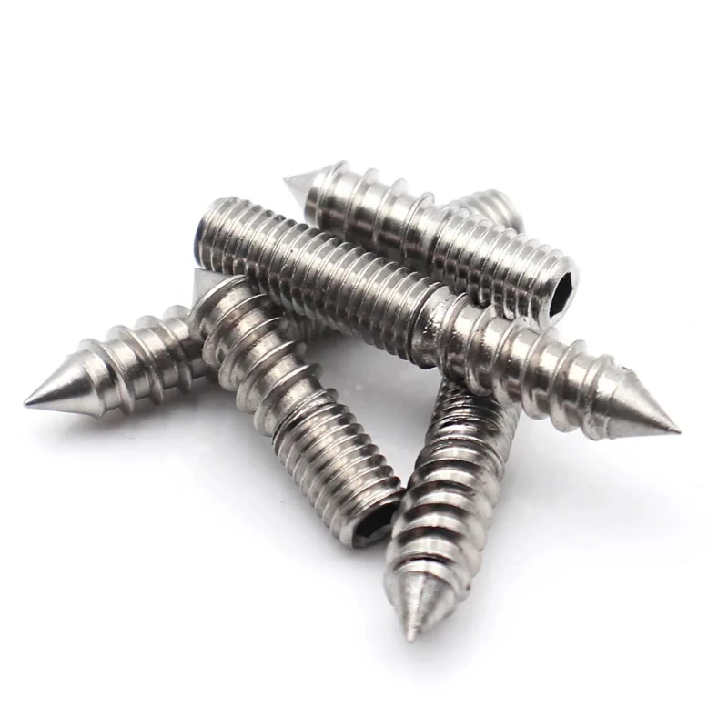 304Stainless Steel Hex Socket Hanger Bolts Double Ended Self Tapping Threaded Stud Screws Pointed Tip M4 M5 M6 M8 M10 M12